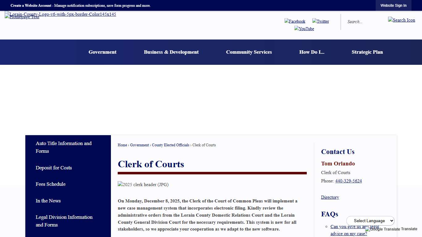 Clerk of Courts | Lorain County, OH